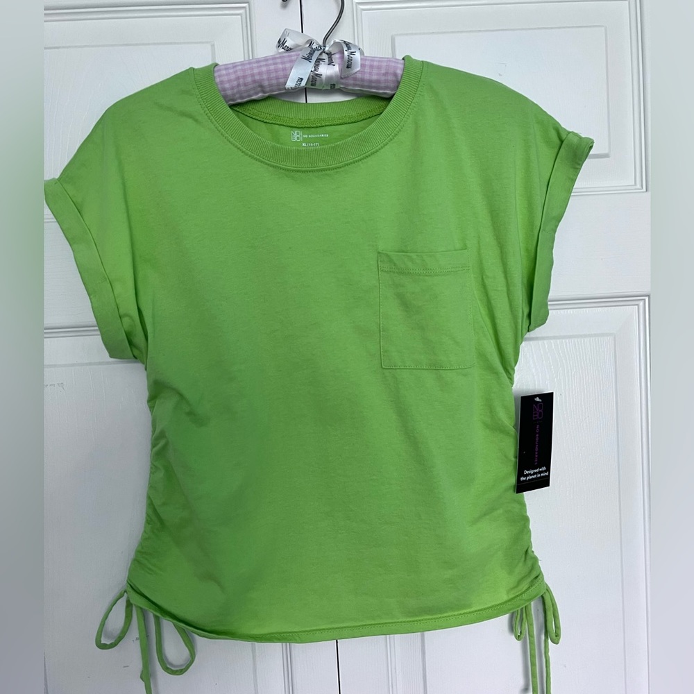 No Boundaries Ruched Side Pocket Short Sleeve T-Shirt-Juniors Size XL